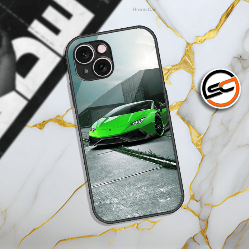Green Car Design  - HQ Ultra Shine Premium Infinity Glass Soft Silicon Borders Case
