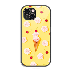 Flower Ice Cream Design - HQ Ultra Shine Premium Infinity Glass Soft Silicon Borders Case