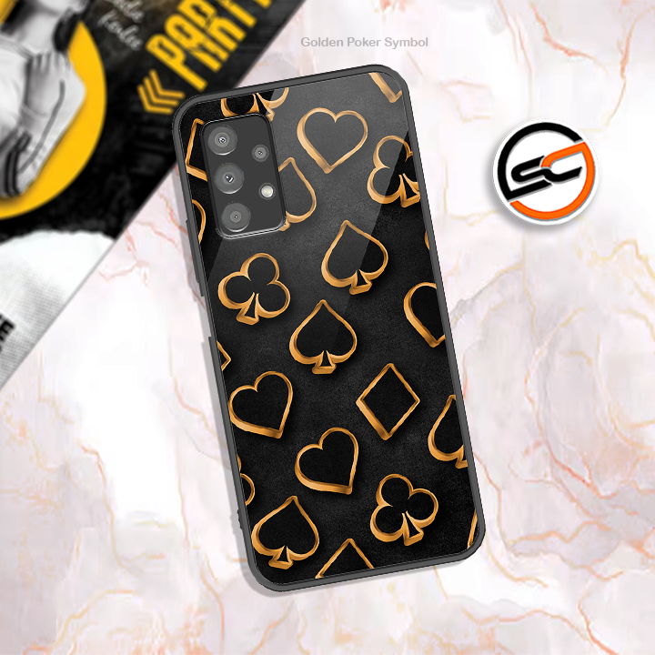 Golden Poker Symbol Design - HQ Ultra Shine Premium Infinity Glass Soft Silicon Borders Case
