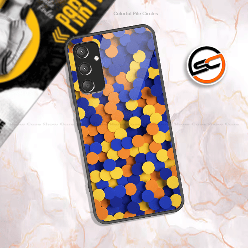 Colorful Pile Circles Design - HQ Ultra Shine Premium Infinity Glass Soft Silicon Borders Case