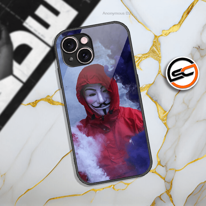 Anonymous Series Design 2 - HQ Ultra Shine Premium Infinity Glass Soft Silicon Borders Case